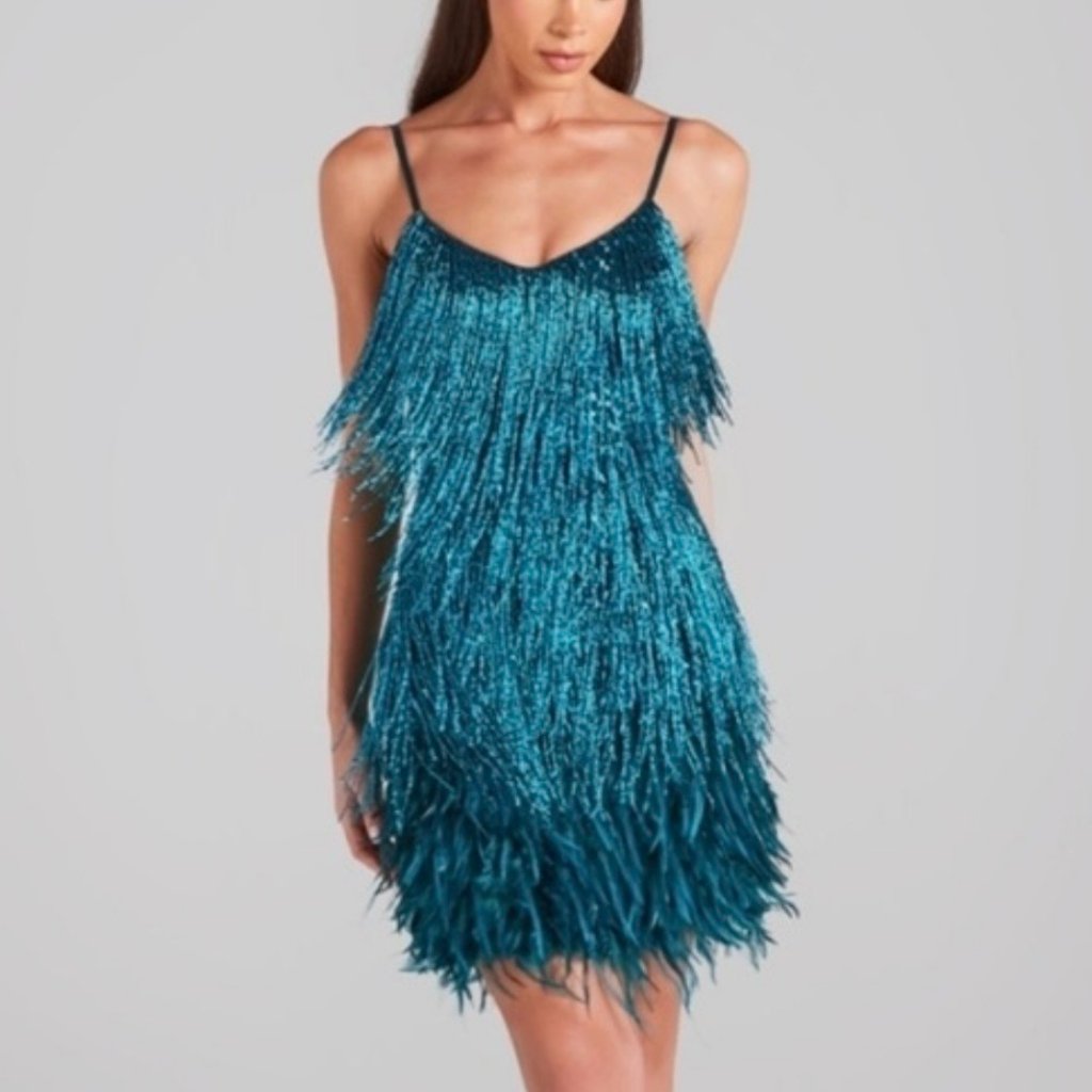 Dark Teal Nadine Merabi Lottie Dress - Xs